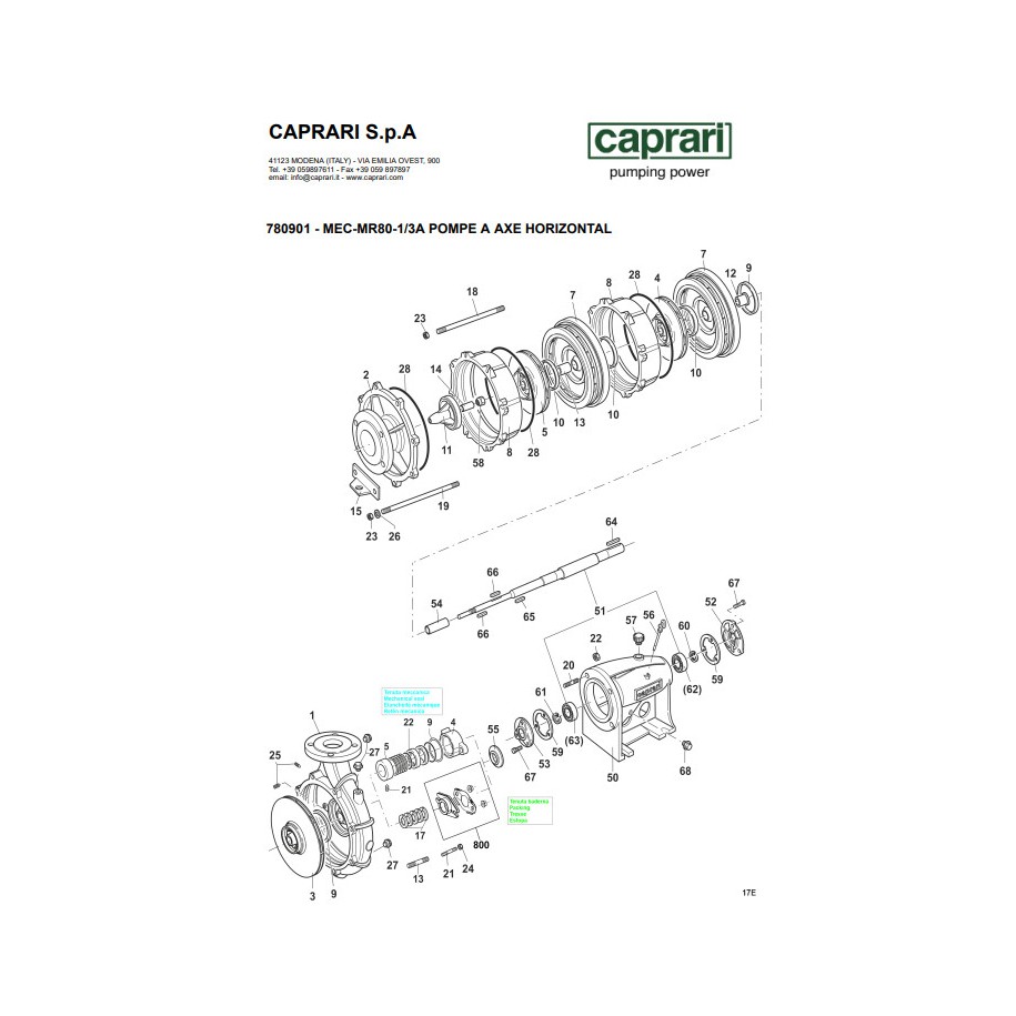 Vue éclatée pompe MECMR80 3/A Caprari