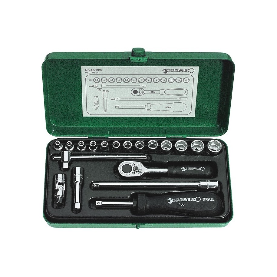 Coffret de douilles 1/4'' 40/13/6  TCS 19 pièces